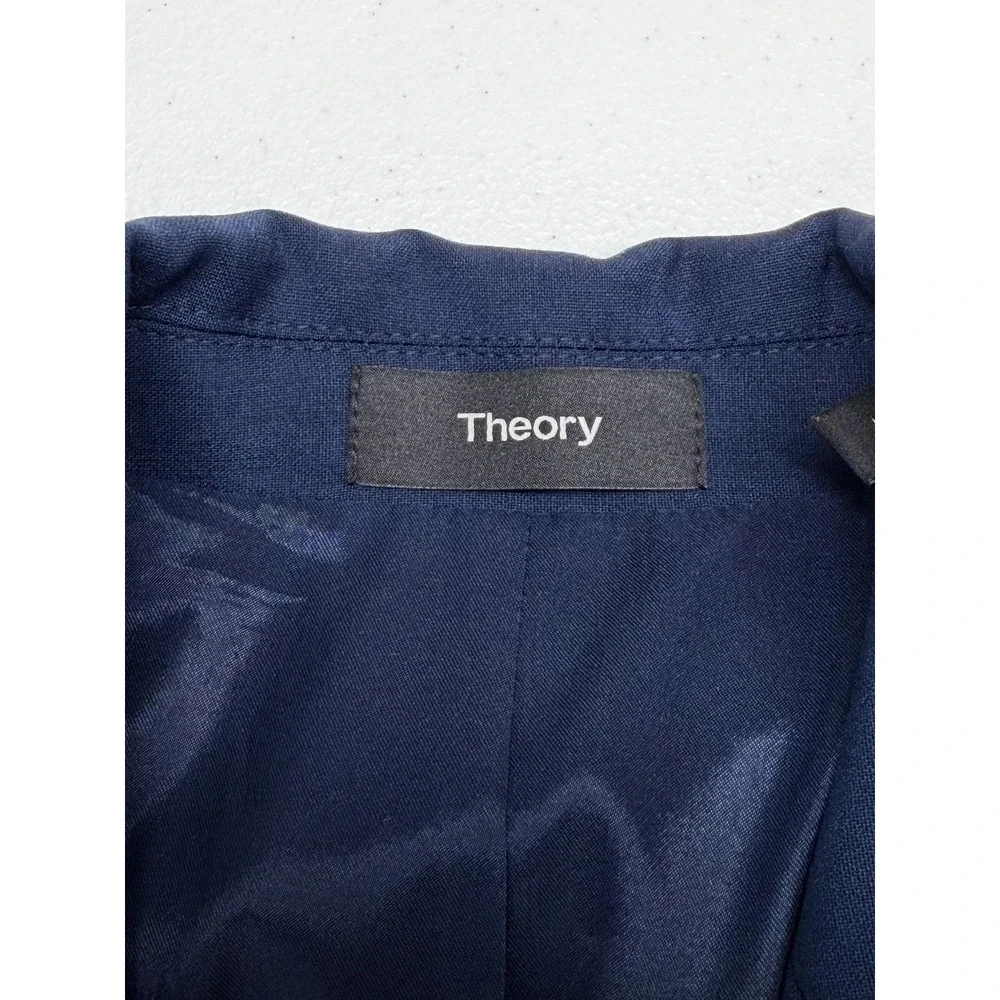 Theory Blazer Womens 2 Navy Brince Wool Stretch Suit‎ Jacket Minimalist Office